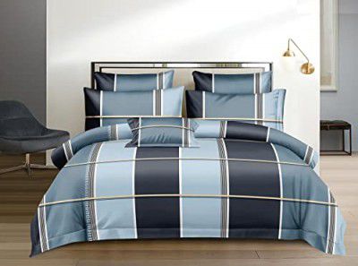 THE HOME STYLE Cotton Printed All Around Elastic Fitted King Size Double Bed Bedsheet with 2 Pillow Cover II 170GSM, (72"x78", Pastel Aqua)