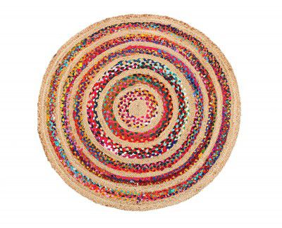 The Home Talk Cotton and Jute Braided Floor Rug, 95 cm Round