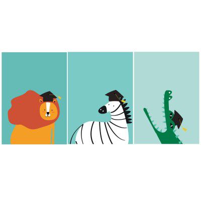 THE HUE By Kanchan Cute Animals Doodle Paintings For Kids (Pack of 3)