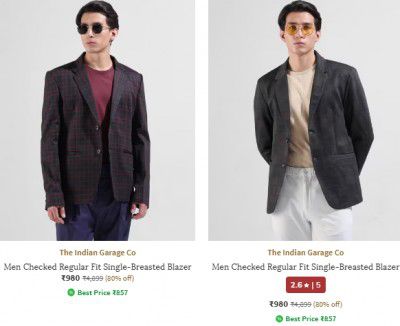 Ajio : Flat 80% OFF - The Indian Garage Co Blazers & Waistcoats