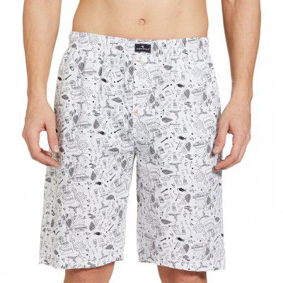 The Indian Garage Co Men Cotton Boxy Fit Abstract Print Lounge Wear Regular Boxer