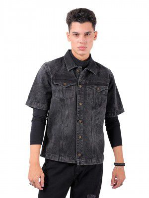 The Indian Garage Co Men Denim Standard Length Relaxed Solid Trucker Jackets