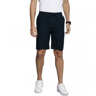 The Indian Garage Co Men Linen Cotton Slim Fit Cargo Shorts