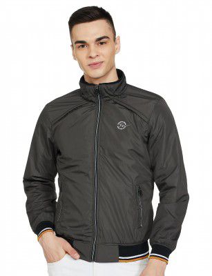 The Indian Garage Co Men Polyester Standard Length Slim Fit Solid Bomber Jackets
