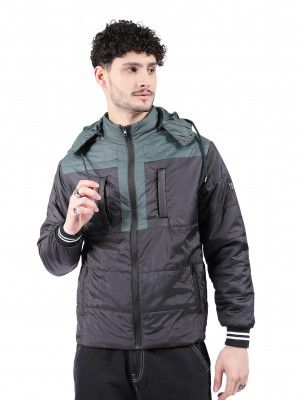 The Indian Garage Co Men Polyester Standard Length Slim Fit Solid Puffer Jackets