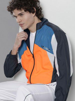 The Indian Garage Co Men Regular Fit Colorblocked Wind Cheater