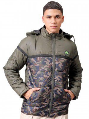 The Indian Garage Co Men Slim Fit Camouflage Puffer Jackets
