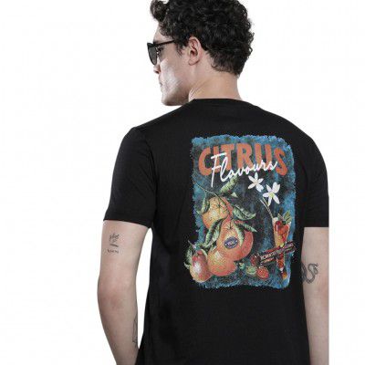 The Indian Garage Co Men Slim Fit Graphic Back Printed Round Neck Tshirt