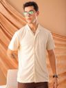 The Indian Garage Co Men Slim Fit Solid Half Sleeves Cuban Collar Resort Wear Shirt...