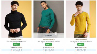 Ajio : The Indian Garage Co Men Sweaters Upto 81% Off