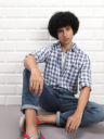 The Indian Garage Co Men White & Blue Slim Fit Checked Casual Shirt...
