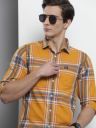 The Indian Garage Co Men Yellow Comfort Checked Regular Fit Casual Shirt...