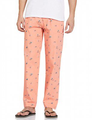 The Indian Garage Co Pink Slim Fit Cotton Graphic Print Mid-Rise Lounge Pant
