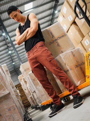 The Indian Garage Co Men Brown Slim Fit Cargos Trousers