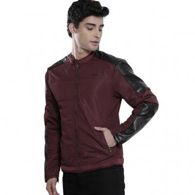 The Indian Garage Co Men Polyester Standard Length Slim Fit Solid Bomber Jackets
