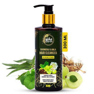 The Indie Earth Bhringraj Amla Hair Cleanser (Shampoo) with Brahmi & Jatamansi | Repair Damaged Hairs & Promotes Healthy Hair Growth | 300ml