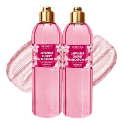 THE LOVE CO. Japanese Cherry Blossom Bath & Shower Gel - 100% Vegan Body Wash for Women & Men - Hydrating & Long-Lasting Scent - Paraben-Free - 100ml
