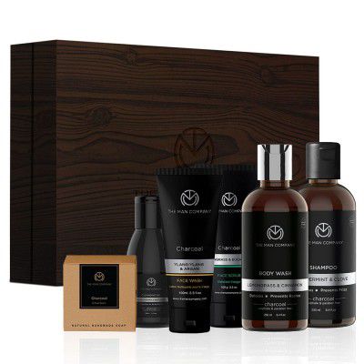 The Man Company Charcoal Grooming Kit with Body Wash Set of 6