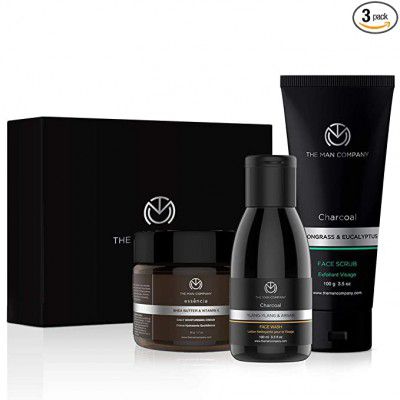 The Man Company Detan Facial Kit - Charcoal Face Wash, Charcoal Scrub, Daily Moisturising Face Cream - Pack of 3