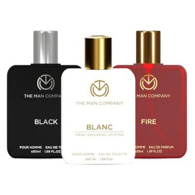The Man Company Eau de Toilette Trio, 50ml each - Fire, Blanc, Black | Perfume for Men | Premium Luxury Long-Lasting Perfume Spray