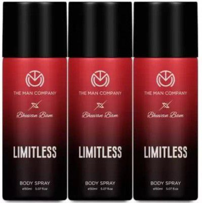 The Man Company Limitless Body Spray for Men - 150ml | Premium Long-Lasting Fragrance | Your Travel Buddy - Pack of 3
