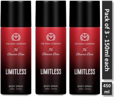 THE MAN COMPANY Limitless Long-Lasting Deodorant Body Spray Combo Pack | Deodorant Spray Deodorant Spray - For Men  (450 ml, Pack of 3)