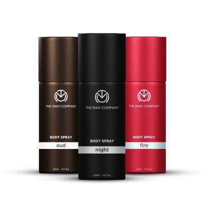 The Man Company Oud, Fire & Night Body Spray Combo Pack For Men 