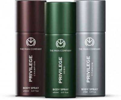 THE MAN COMPANY Privilege Hero, Titanium & Champion | Long-Lasting Deodorant Spray - For Men (450 ml, Pack of 3)