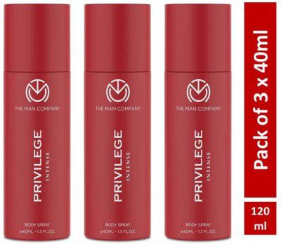 THE MAN COMPANY Privilege Intense Deodorant for Men Premium Body Spray Long-Lasting Fragrance Deodorant Spray - For Men & Women  (120 ml, Pack of 3)