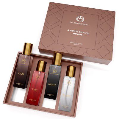 The Man Company Specially Curated Perfume Gift Set for Men 4*20ml- A Gentleman’s Moods | Premium Long-Lasting Fragrance | Luxury EAU DE Parfum | Night for Date | Blanc for Office | Fire for Party | Ou