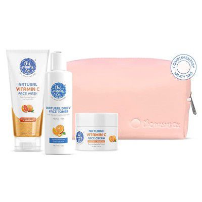 The Moms Co. All Day Glow Vitamin C Routine l Clean & Brighten Skin I Oil Free Look I Instant Glow I Orange Beads I 300 gms