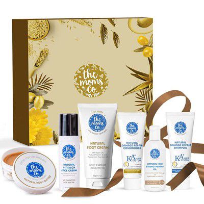 The Moms Co Ultimate Head to Toe Set - A Box of Nourishment for Skin & Hair with goodness of Cocoa , Shea Butter & 8 Powerful Oils