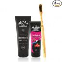 The Mouth Company Charcoal Toothpaste and Strawberry Toothpaste Combo with Round Handled Bamboo Toothbrush...