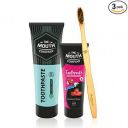 The Mouth Company Classic Mint Toothpaste and Natural Flavoured Strawberry Toothpaste Combo with S-Curve Handled Bamboo Toothbrush...