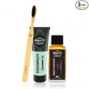 The Mouth Company Meswak-Pomegranate Mouthwash Combo with Herbal Mix Toothpaste and Flat Handle Bamboo Brush...