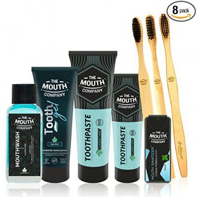 The Mouth Company Premium Mint Oral-Care Collection | Gift Pack with Bamboo Toothbrush | Family Pack