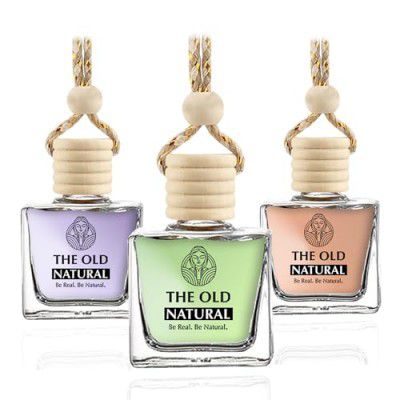 The Old Natural Car Air Freshener with Essential Oils Fragrance in Glass bottle with Wooden Diffuser Lid | 10ml (Expressions+Lavish Musk+Mystery Combo, 3 * 10ml)