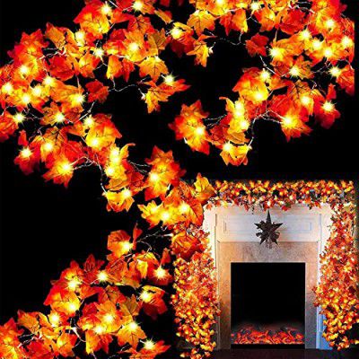 The Purple Tree Gold Fabric Autumn Maple Leaf Decorative Light (3 Mtr,30 Led)