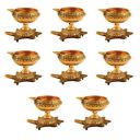 The Purple Tree Handmade Pure Brass Kuber Diya with Stand for Diwali and Navratri - Pack of 8...