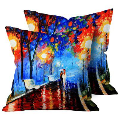 The Purple Tree Modern Art Printed Cushion Covers for Living Room (Pack of 2.16x16 inch) Diwali Cushion Cover,Diwali Decoration , Best Diwali Gift , Diwali Decor