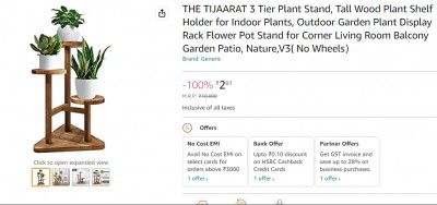 THE TIJAARAT 3 Tier Plant Stand, Tall Wood Plant Shelf Holder for Indoor Plants, Outdoor Garden Plant Display Rack Flower Pot Stand for Corner Living Room Balcony Garden Patio, Nature,V3( No Wheels?