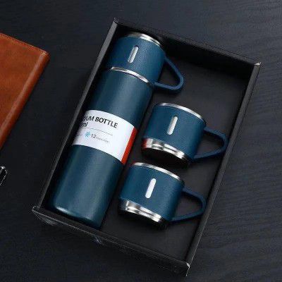 The Treasure Box : Vaccum Flask Set with 3 Cups I Hot & Cold I Thermos I Multicolor I Insulated Bottle I Coffee & Tea Flask