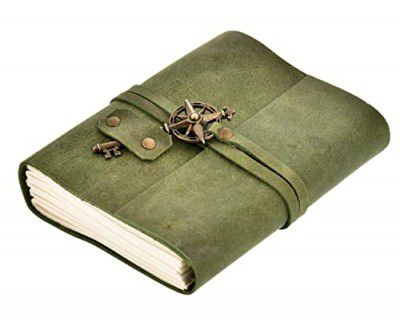 The Vintage Journal Premium Leather Diary With Metal Key Closure And 100% Recycled Handmade Paper (Green)