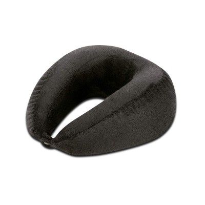 The White Willow Memory Foam Kids Neck Rest Travel Pillow U Shaped Cushion with Soft Velour Fabric for Air Travel,Long Flights, Bus, Train - 9.5" x 5 x 2.2, Black