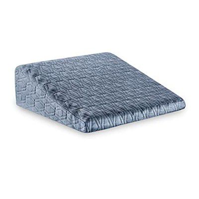 The White Willow Soft Fabric Elevated Bed Wedge Case 24L x 24W x 10H, Washable, Removable Zippered Pillow Cover Only, Memory Foam & HR Foam Acid Reflux Bed Wedge- Grey