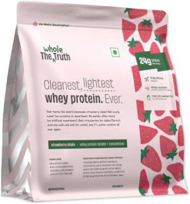 The Whole Truth Strawberry Whey Protein Isolate + Concentrate | 24g Protein/Scoop|100% Authentic Whey Protein  (1 kg, Strawberry Shake)