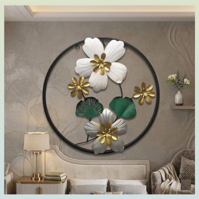 THEDIVINEINN Luxury Metal Floral Wall Decor Hanging Artwork for Bedrooms (40 cm X 40 cm, Grey)