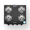 Thermador 4-Burner Gas Stove with Die Cast Alloy Manual Ignition Tornado Burner 6mm Toughened Glass Top LPG Compatible ISI Certified Nylon Knob Black 1 Year Warranty...