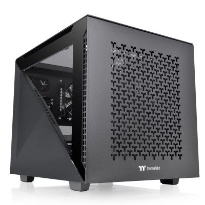 Thermaltake Divider 200 TG Air Black Edition Micro-ATX Tempered Glass Computer Case (CA-1V1-00S1WN-01)