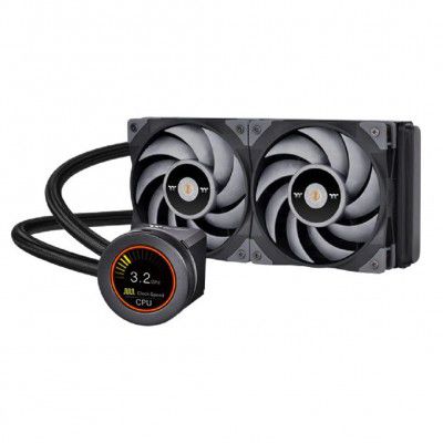 Thermaltake TOUGHLIQUID Ultra 240 AIO Liquid Cooler,AMD (AM4)/Intel(LGA 1700/1200),2.1 Inch Rotational LCD Display,2500RPM Radiator Fan,TT RGB Plus/Alexa/Razer Chroma Software Enabled,CL-W322-PL12GM-A